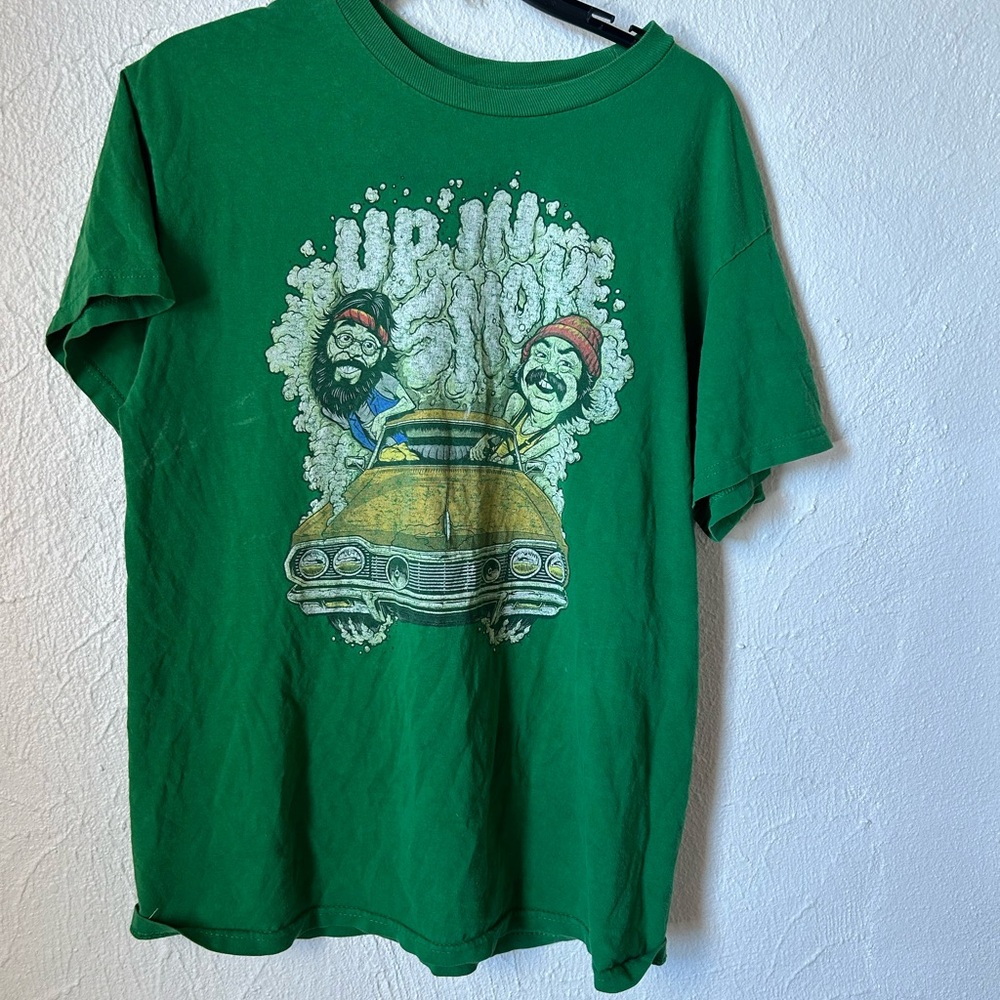 Cheech and Chong Vintage Car Graphic Long Sleeve Tee in Green